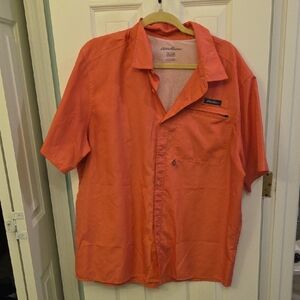Eddie Bauer Men's Casual Button-Down Shirt in Coral